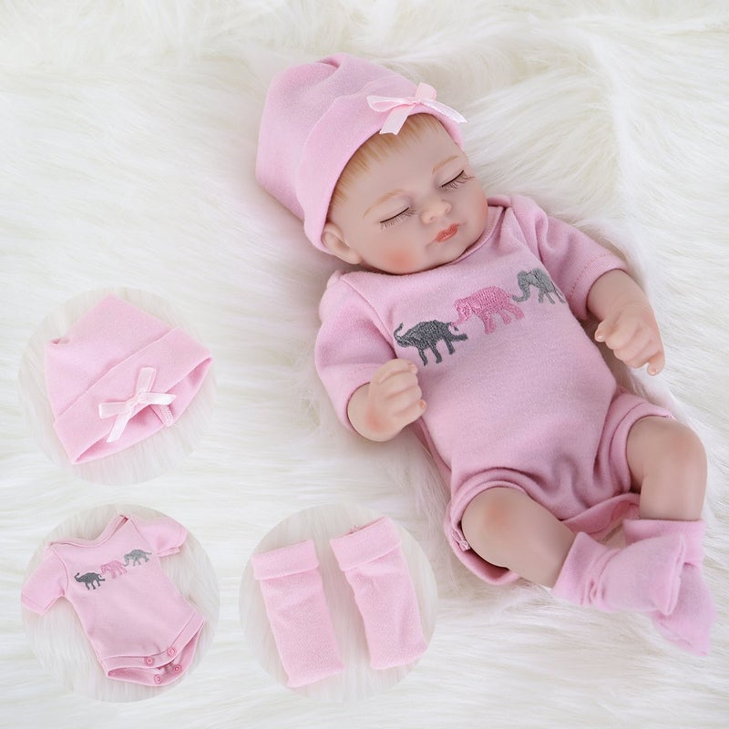ENADOLL Reborn Baby Doll Realistic Silicone Vinyl Baby Girl 10 inch Lifelike Doll Gift Set for Ages 3+(10 inch  Close Eyes Girl) - Image 1